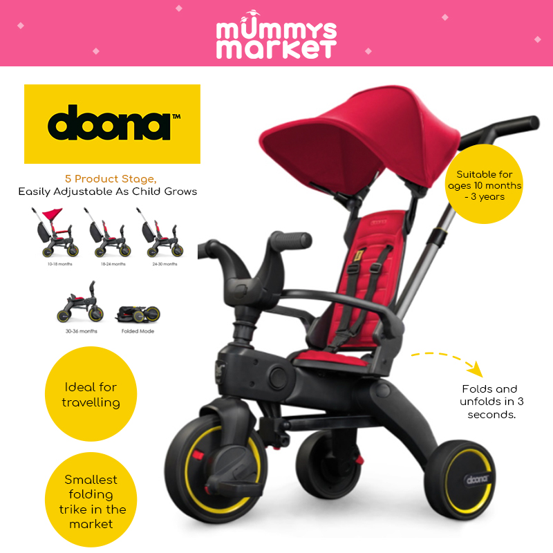 Doona Liki 5-in-1 S1 Foldable Trike (Flame Red / Grey Hound)